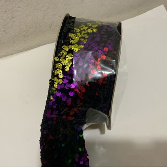 New 2 rolls D. Stevens Sequined Ribbon, 2.5"W x 10 Yards Retail $188 - Picture 5 of 12